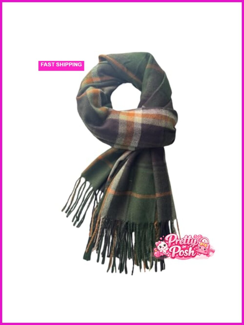 Oversized Plaid Blanket Scarf Tassel Warm Winter Shawl Wrap
